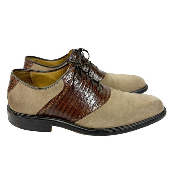 Cole Haan Nike Air Suede Embossed Leather Saddle Oxford Tan Brown Size 8 - Picture 1 of 16